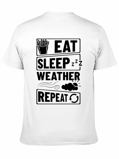 Eat Sleep Weather Repeat Funny Black T-Shirt