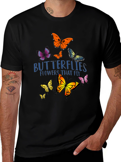 Butterfly Graphic Print Black T-Shirt