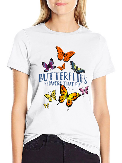 Butterfly Graphic Print Black T-Shirt