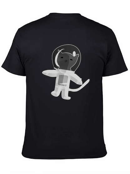 Astronaut Cat T-Shirt - Black Cotton Graphic Tee