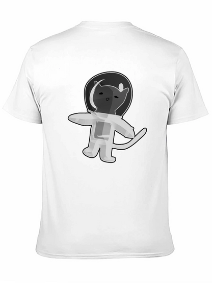 Astronaut Cat T-Shirt - Black Cotton Graphic Tee