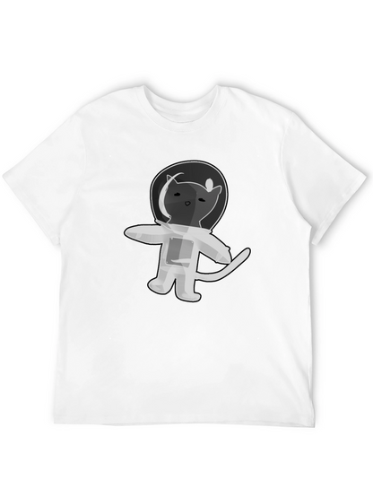 Astronaut Cat T-Shirt - Black Cotton Graphic Tee