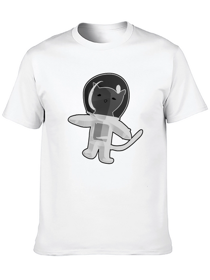 Astronaut Cat T-Shirt - Black Cotton Graphic Tee