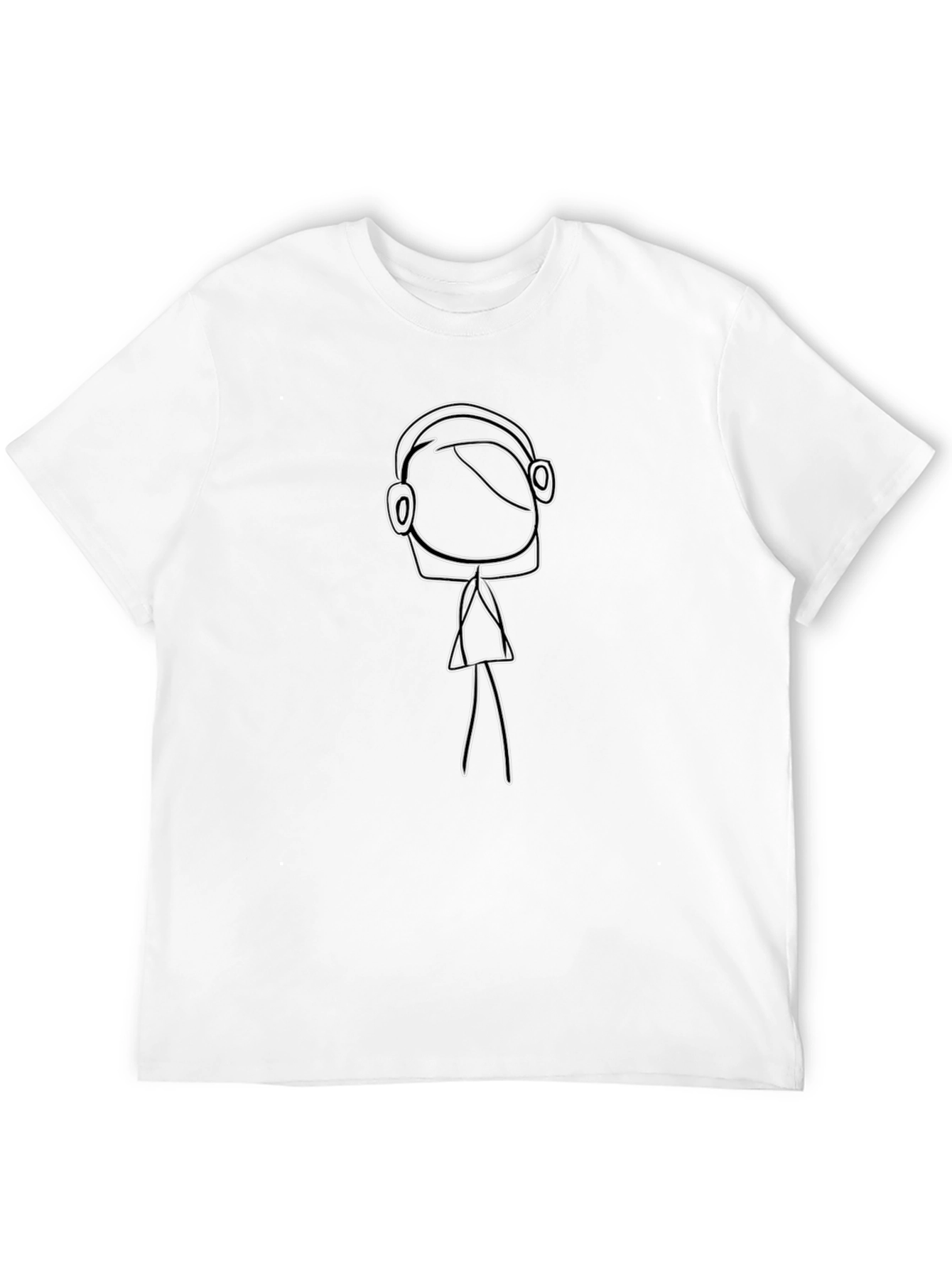 Cool Cartoon Stick Figure DJ Black T-Shirt