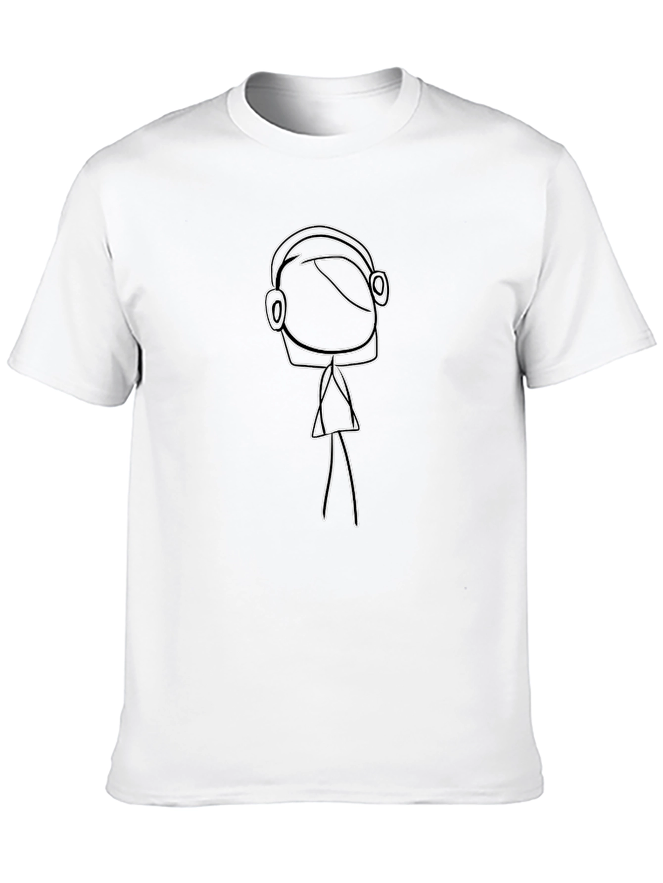 Cool Cartoon Stick Figure DJ Black T-Shirt