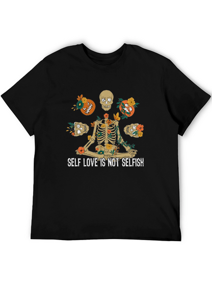 Self Love Skeleton Graphic Black T-Shirt