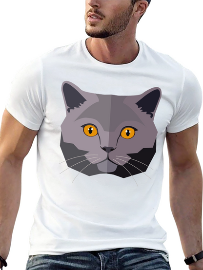 Cat Head Graphic T-Shirt - Modern Geometric Design