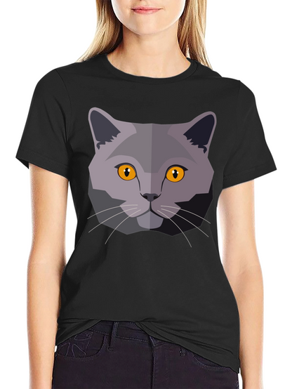Cat Head Graphic T-Shirt - Modern Geometric Design