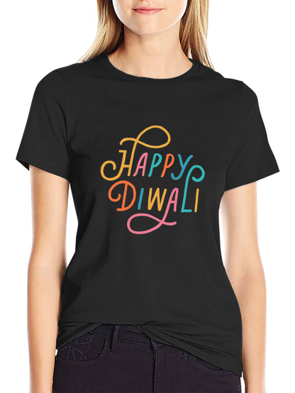 Happy Diwali Graphic Tee - Black Cotton T-Shirt