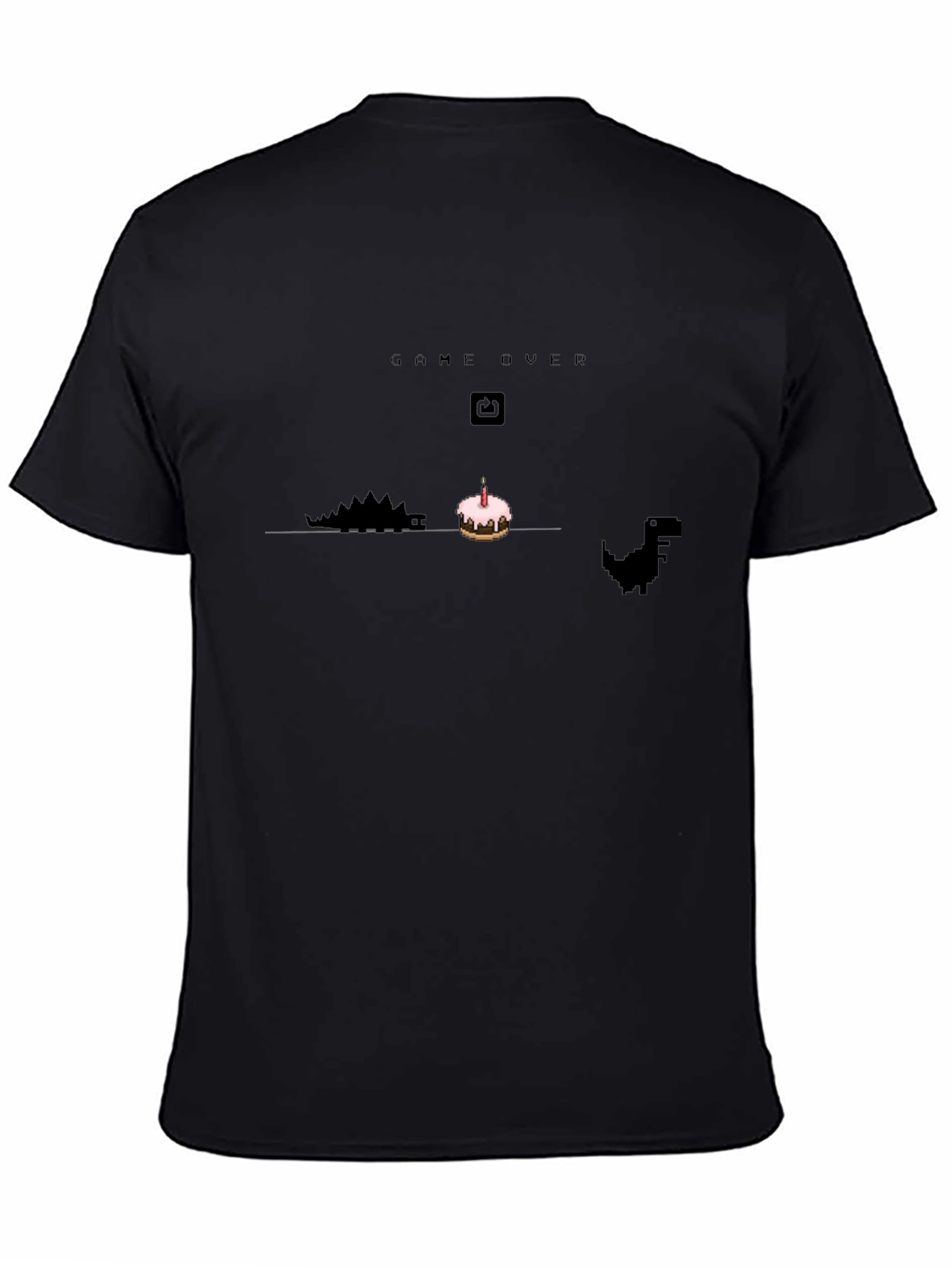 Game Over Birthday T-Shirt - Pixel Dinosaur Cake Design