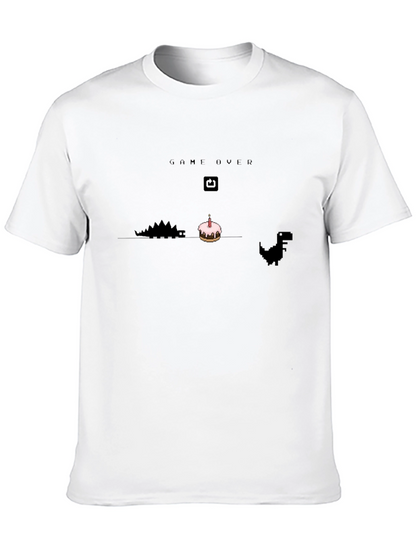 Game Over Birthday T-Shirt - Pixel Dinosaur Cake Design
