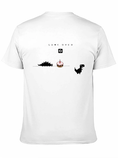 Game Over Birthday T-Shirt - Pixel Dinosaur Cake Design
