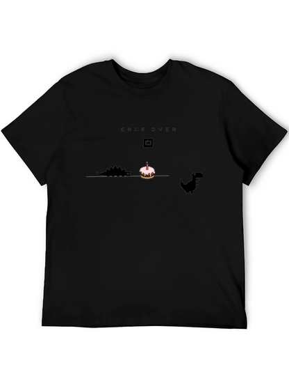 Game Over Birthday T-Shirt - Pixel Dinosaur Cake Design
