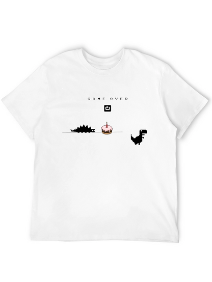 Game Over Birthday T-Shirt - Pixel Dinosaur Cake Design