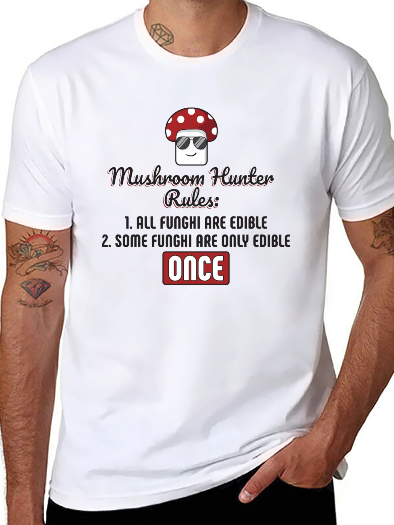 Mushroom Hunter Rules Graphic Tee - Once Edible