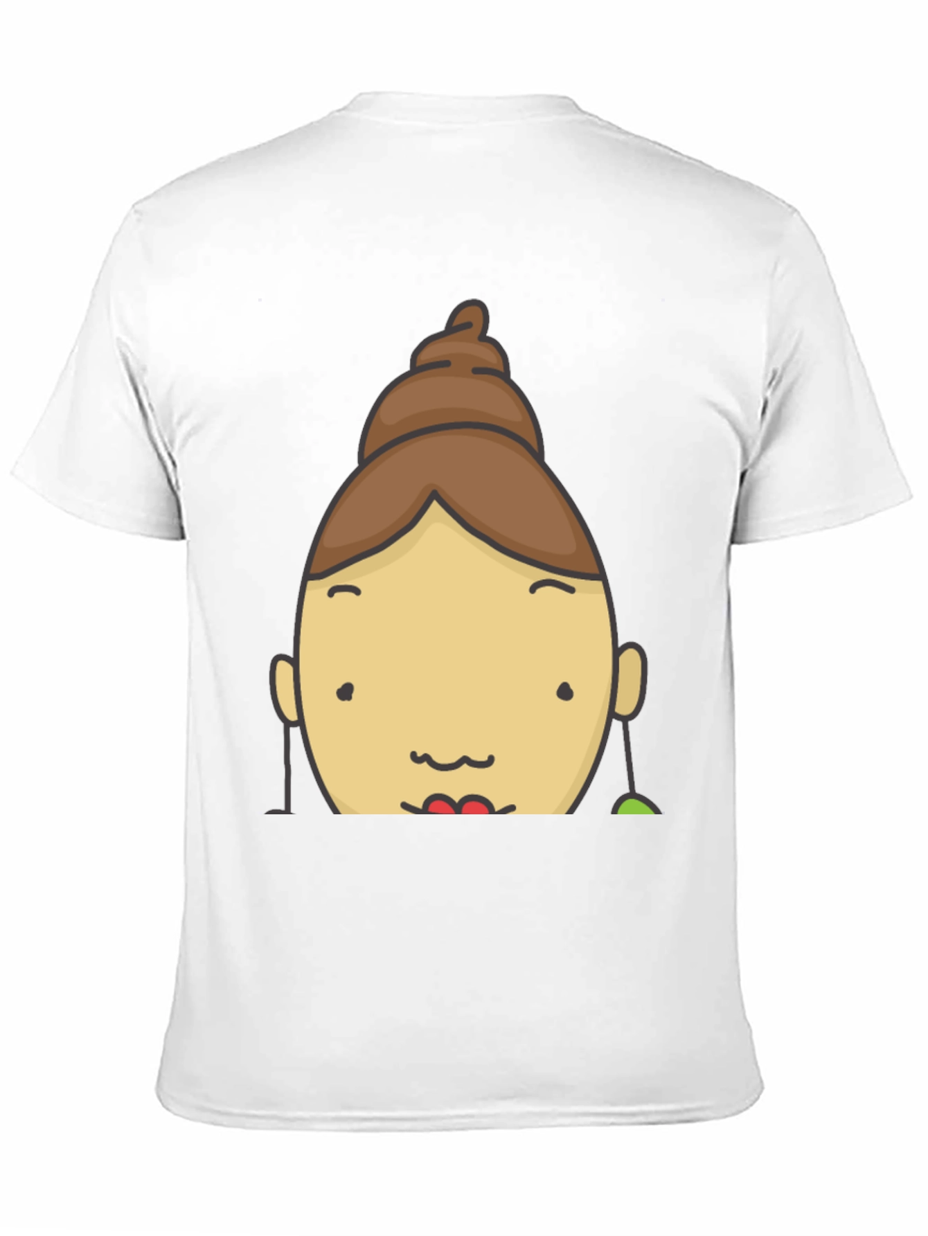 Fun Cartoon Face Graphic Tee - Black