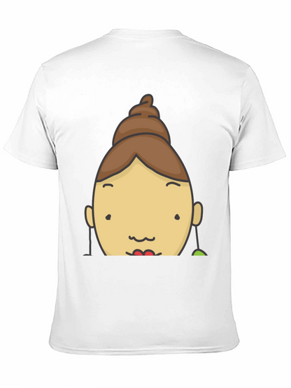 Fun Cartoon Face Graphic Tee - Black