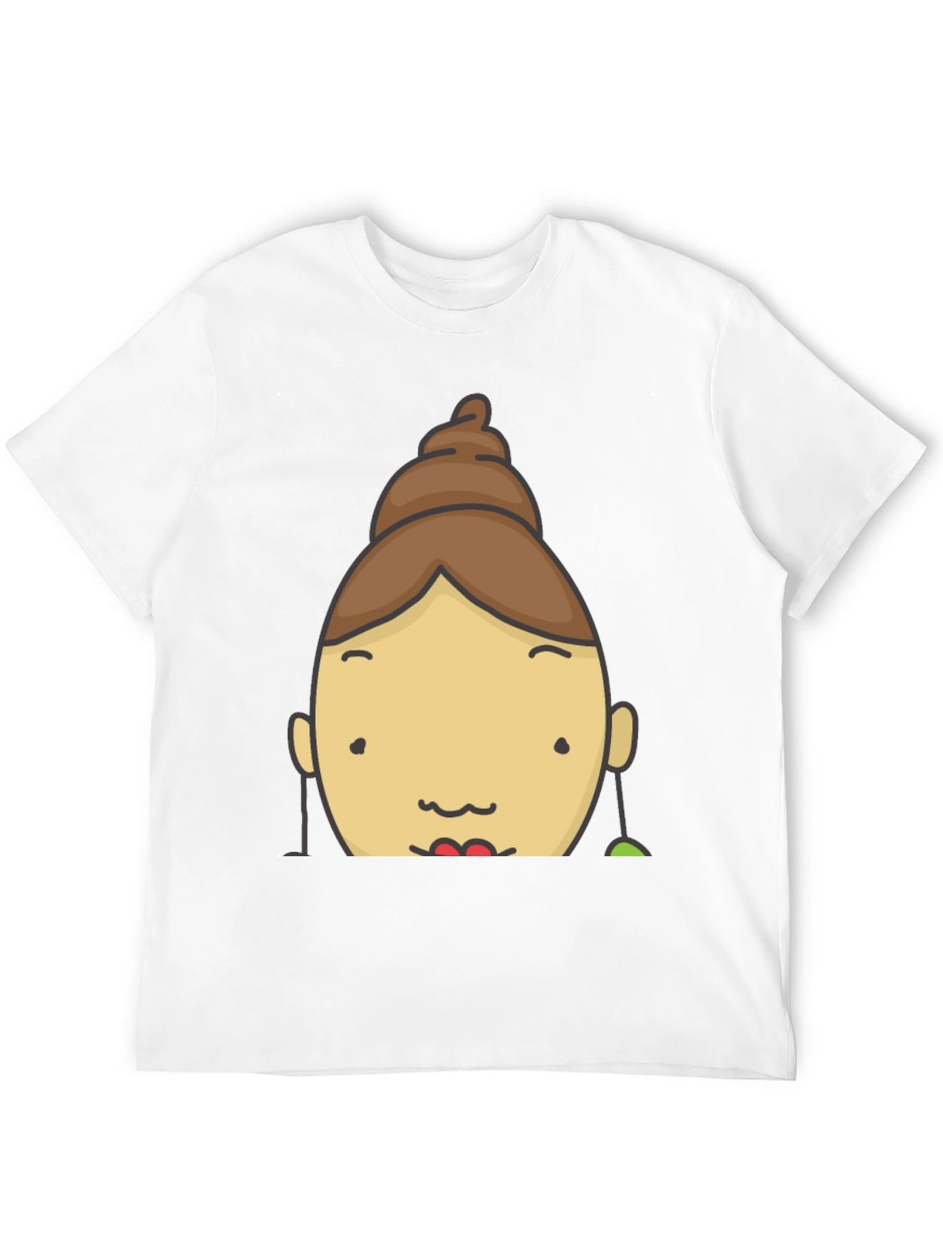 Fun Cartoon Face Graphic Tee - Black