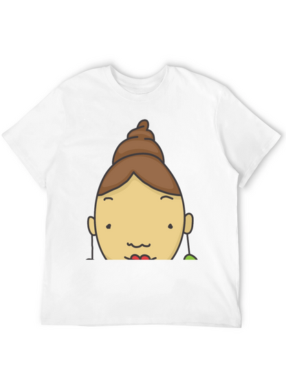 Fun Cartoon Face Graphic Tee - Black