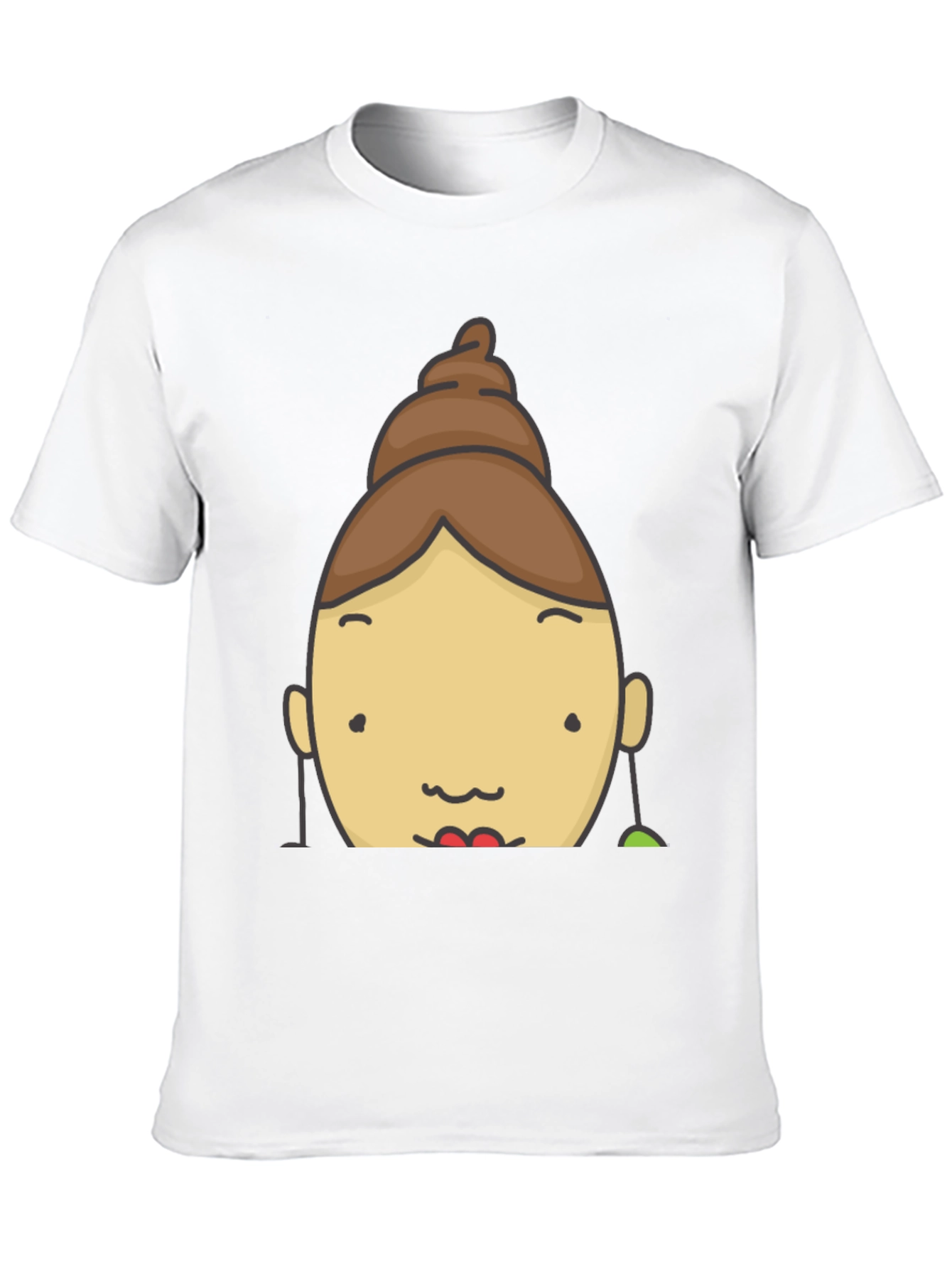 Fun Cartoon Face Graphic Tee - Black
