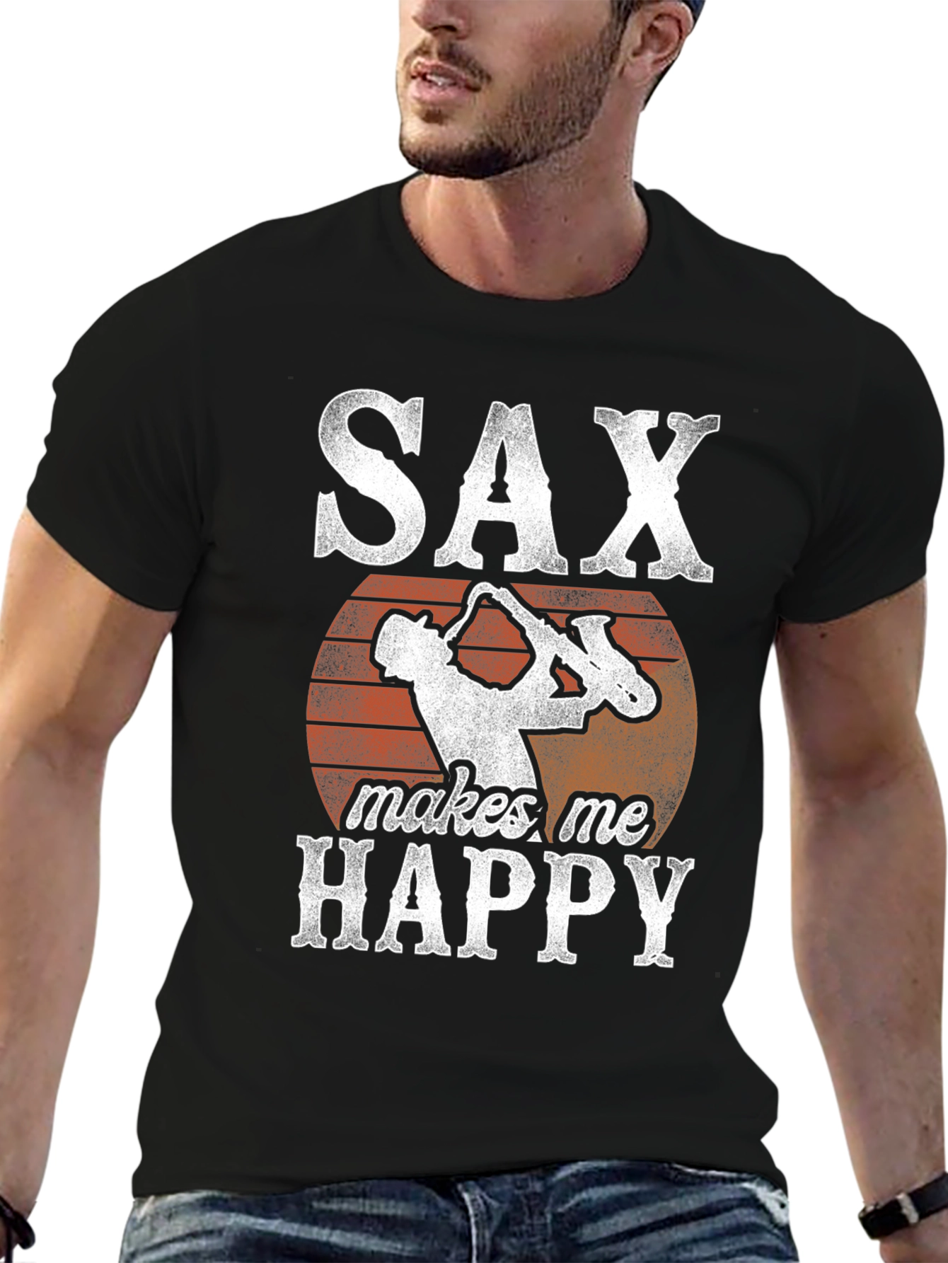 Saxophone T-Shirt: SAX makes me HAPPY Graphic Tee