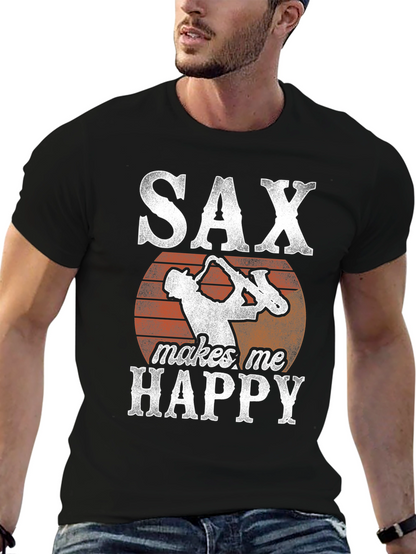 Saxophone T-Shirt: SAX makes me HAPPY Graphic Tee