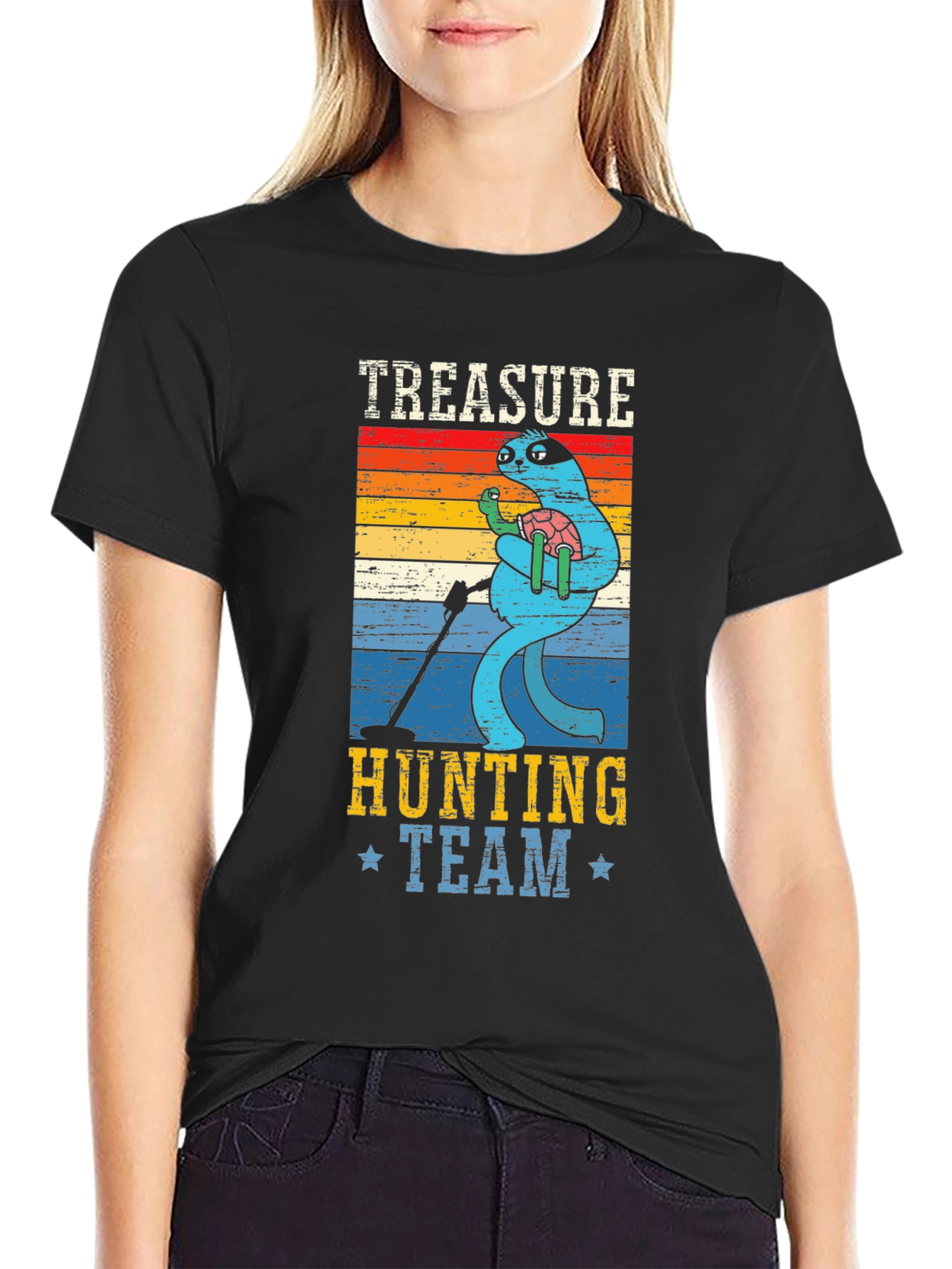 Treasure Hunting Team Sloth Graphic T-Shirt