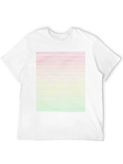 Gradient Stripe Graphic Tee - Modern Casual Black T-Shirt