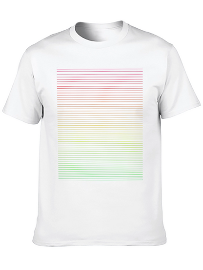 Gradient Stripe Graphic Tee - Modern Casual Black T-Shirt