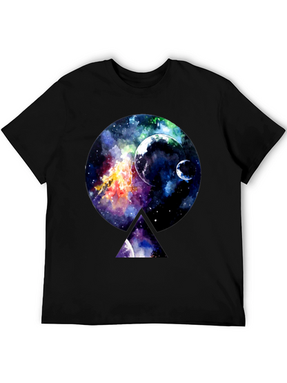 Galaxy Print Black Crewneck T-Shirt