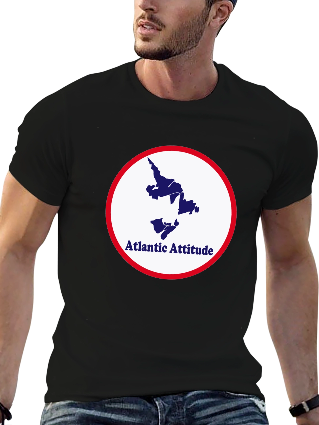 Atlantic Attitude Graphic Tee - Stylish Black T-Shirt