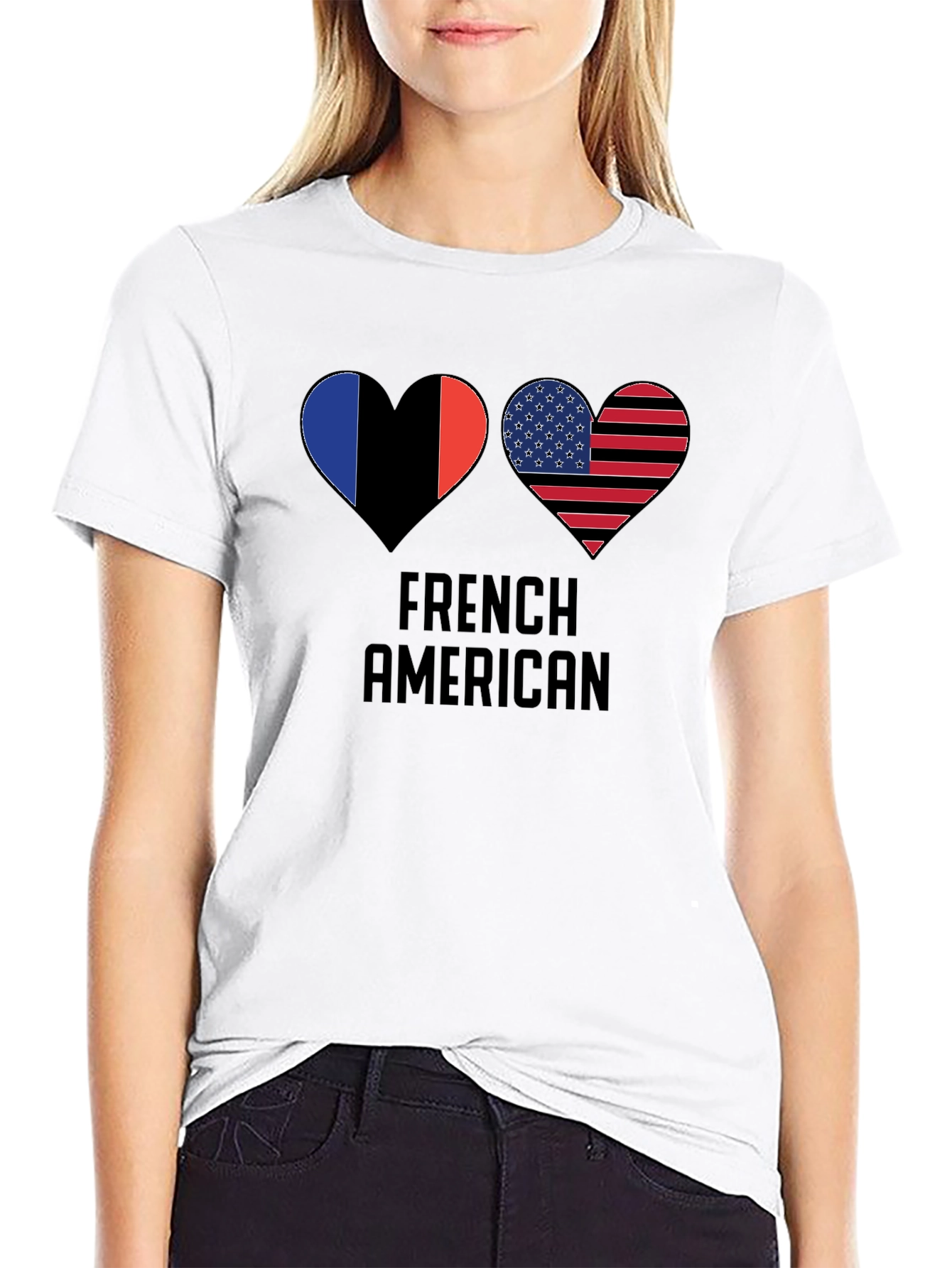 French American Flag Heart T-Shirt