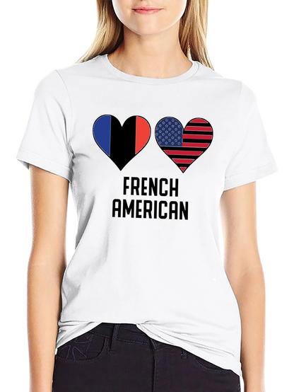 French American Flag Heart T-Shirt