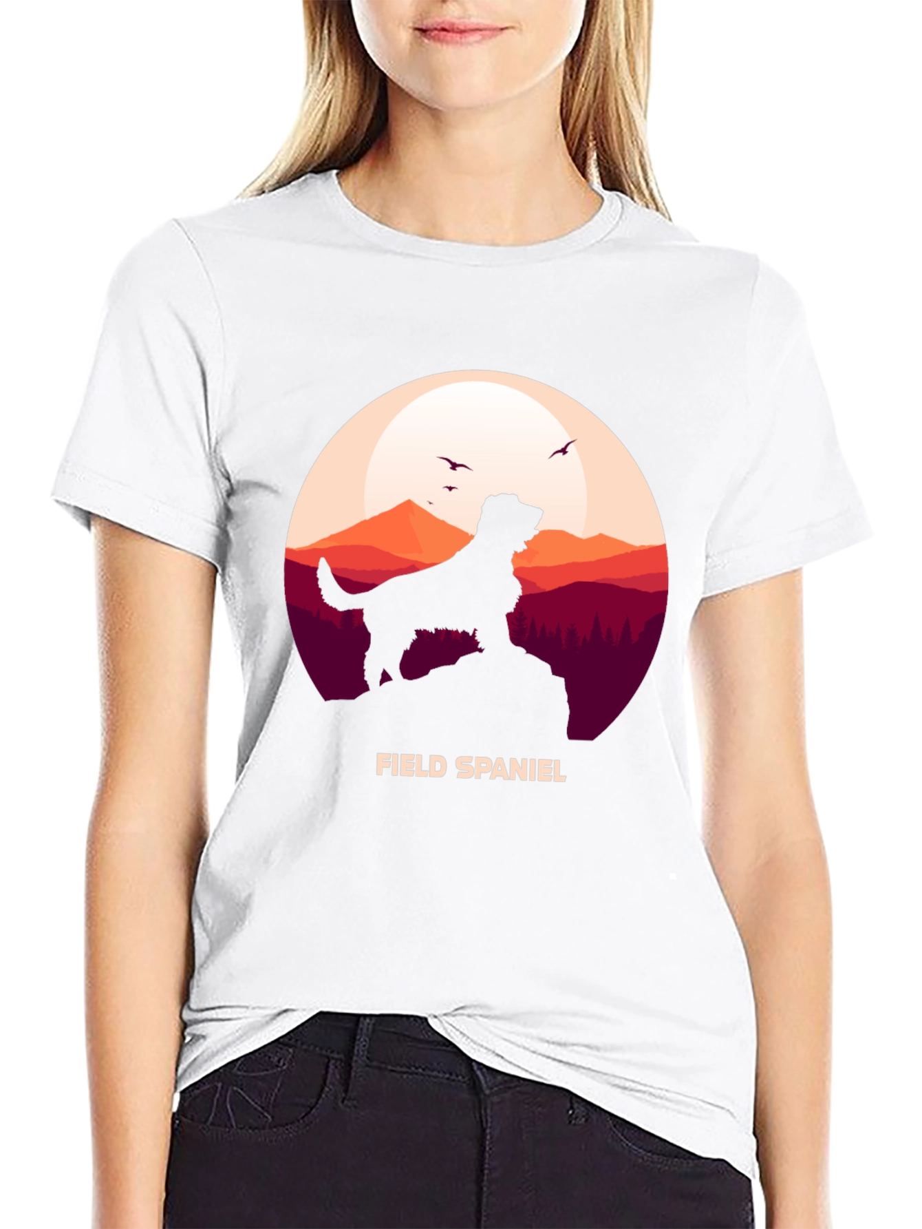 Field Spaniel Silhouette Graphic T-Shirt