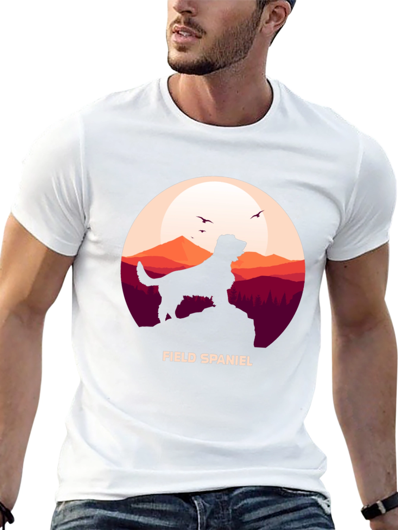 Field Spaniel Silhouette Graphic T-Shirt