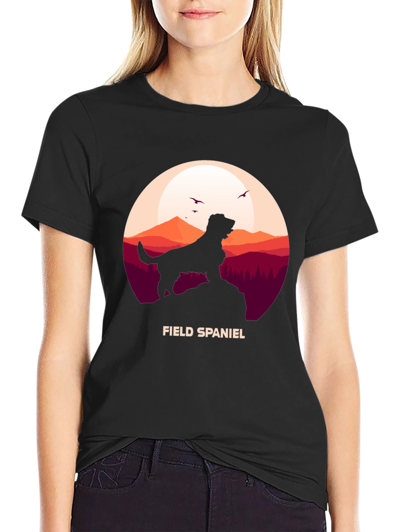 Field Spaniel Silhouette Graphic T-Shirt