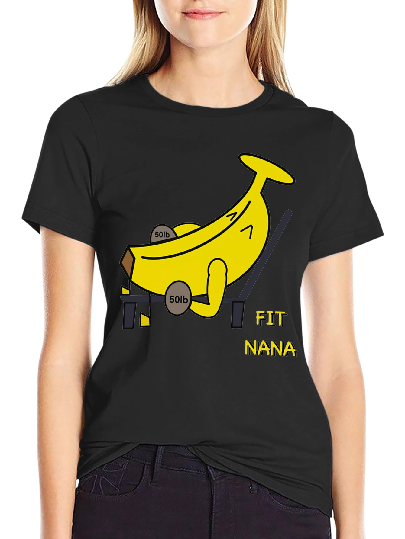 Fit Nana Banana Workout Black T-Shirt