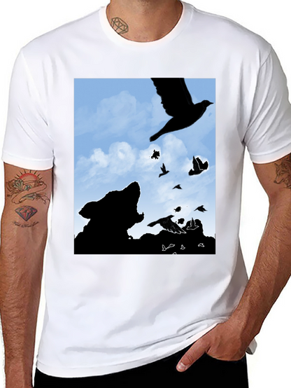 Wolf and Raven Silhouette Graphic Tee