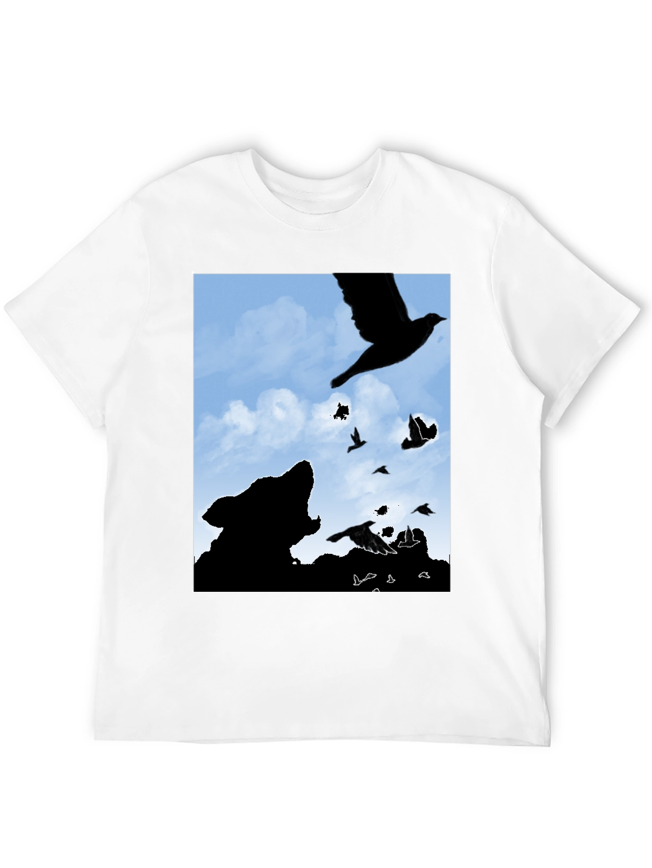 Wolf and Raven Silhouette Graphic Tee