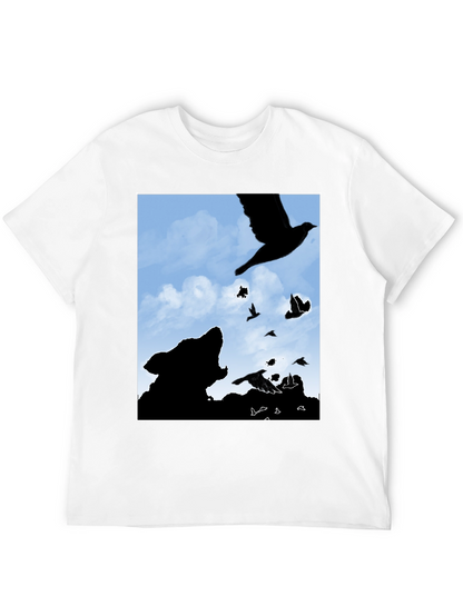 Wolf and Raven Silhouette Graphic Tee