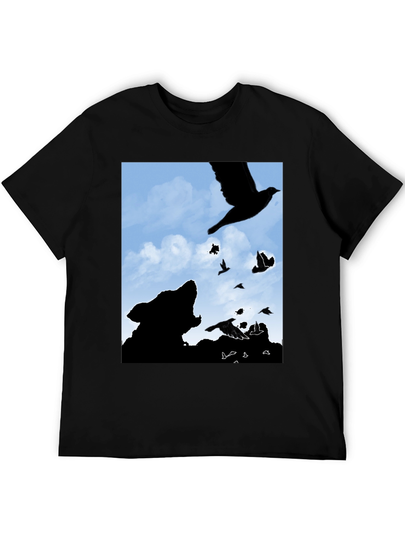 Wolf and Raven Silhouette Graphic Tee