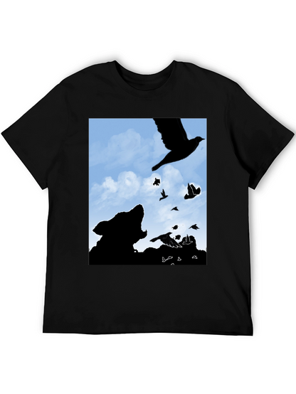 Wolf and Raven Silhouette Graphic Tee