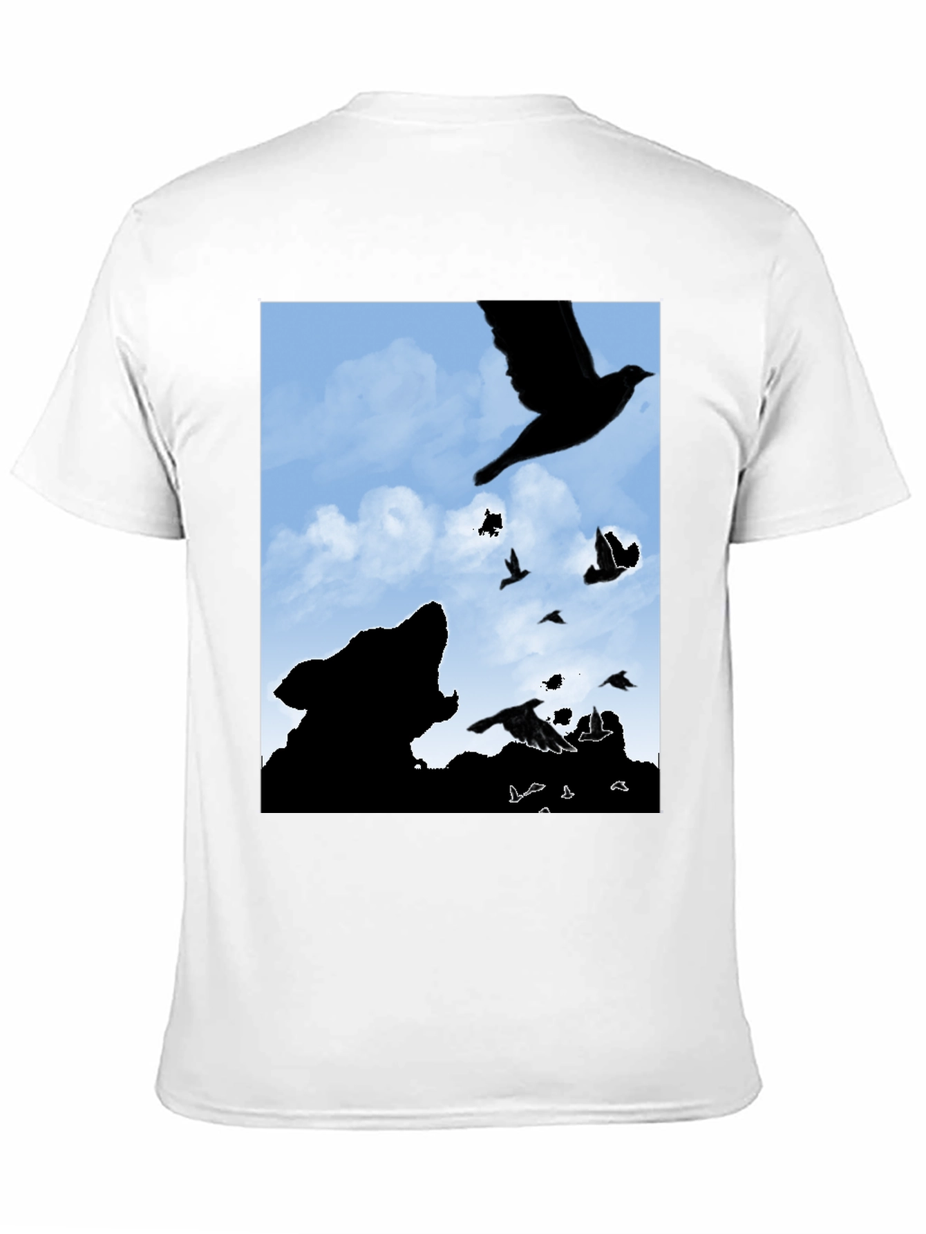 Wolf and Raven Silhouette Graphic Tee