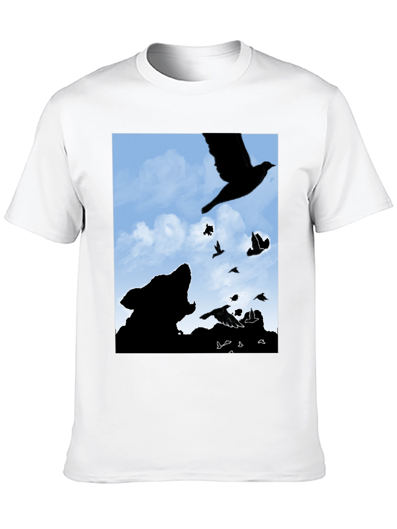 Wolf and Raven Silhouette Graphic Tee