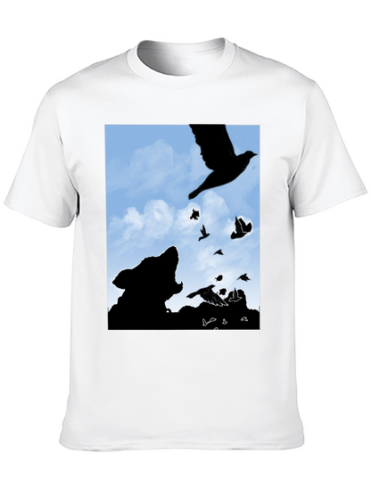 Wolf and Raven Silhouette Graphic Tee