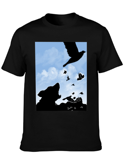 Wolf and Raven Silhouette Graphic Tee