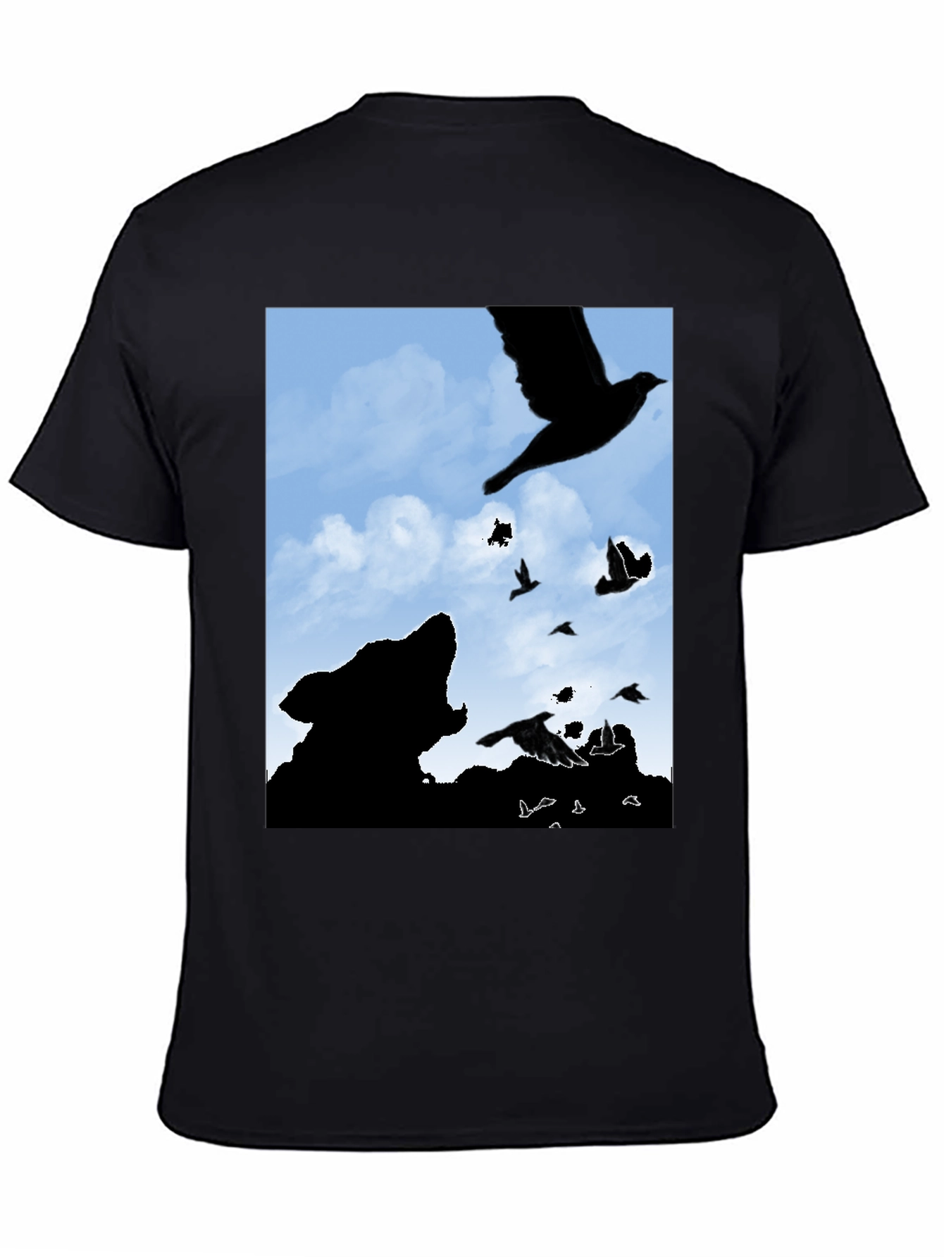 Wolf and Raven Silhouette Graphic Tee
