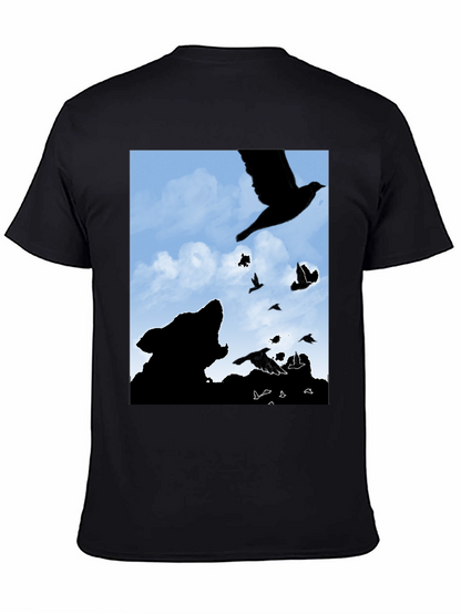 Wolf and Raven Silhouette Graphic Tee