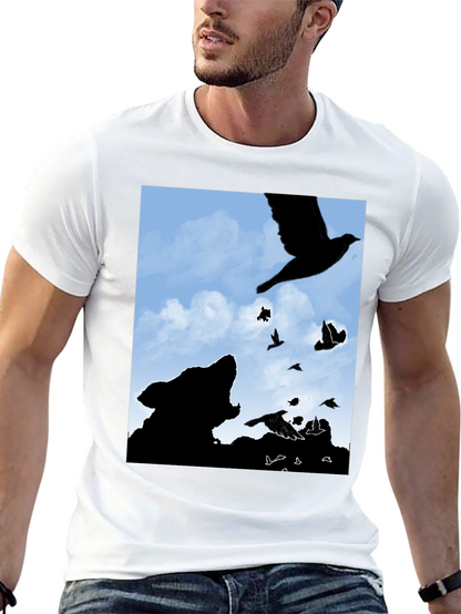 Wolf and Raven Silhouette Graphic Tee