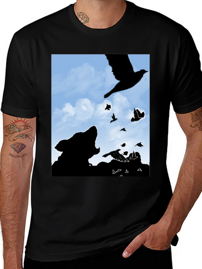 Wolf and Raven Silhouette Graphic Tee